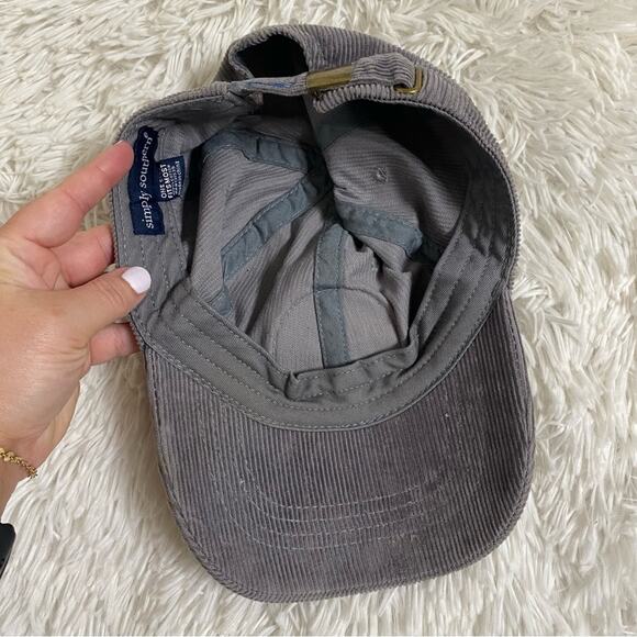 SIMPLY SOUTHERN • Women’s Gray Corduroy Smiley Face Baseball Cap Hat - Picture 4 of 6